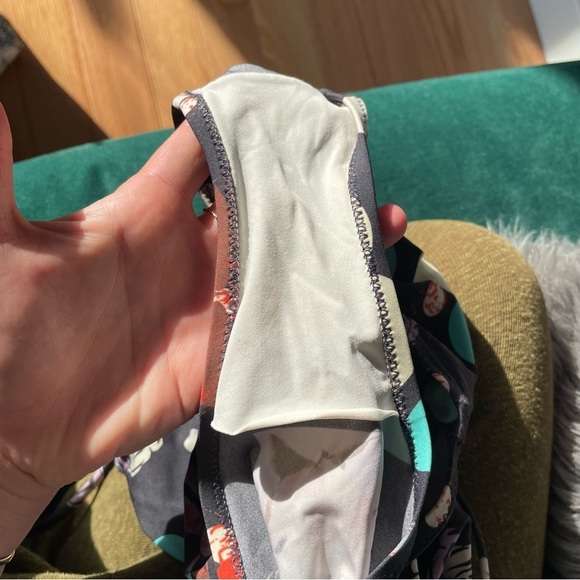 SHAN Strappy Back Rosette Tulle Trim Black Multi Rose Print One Piece Swimsuit 8 - Picture 10 of 11